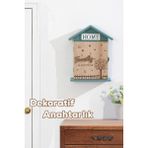 Normadia Duvara Montajlı Dekoratif Anahtarlık Dolabı, Saklama Kabini 17X27,5CM - Seçenek 1 - Altın - Turkuaz