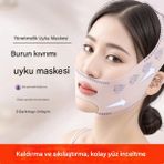 Normadia Gece Kullanımlı Çene ve Yüz Şekillendirme Maskesi, Toparlayıcı Bandaj - 1BW-Beyaz
