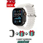Normadia Huawei P20 Pro Uyumlu Akıllı Saat Watch Ultra2 49MM Kordon Hediyeli - Seçenek 1 - 1BW-Beyaz