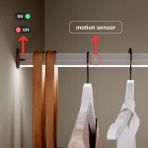 Normadia LED Işıklı Dolap Askı Borusu, 61-70 Cm, Modern Dolap Aydınlatma - Seçenek 1 - Altın - Gri