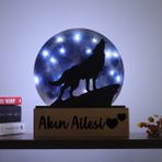 Normadia LED Işıklı Pleksi Dolunay Dekoratif Biblo ve Anahtar Askılığı - Seçenek 1 - Ahşap - Ceviz