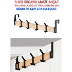 Normadia Masif Çam Ahşap Kapı Arkası Elbise Askısı, Banyo ve Genç Odası Için - Seçenek 1 - 1BW-Beyaz