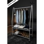 Normadia Metal Konfeksiyon Askısı, Tekerlekli, Çift Raflı Düzenleyici - Seçenek 1 - 1BW-Beyaz