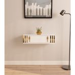 Normadia Modern 70CM Duvara Monte Dresuar, Kapaklı, Beyaz-Altın - Açık Bej