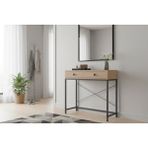 Normadia Modern 90CM Metal Ayaklı Dresuar Çekmeceli ve Raflı Konsol - Açık Bej
