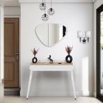 Normadia Modern 90X32 cm Ağaç Görünümlü Aynalı Dresuar ve Çekmeceli Antre Ünitesi