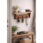 Normadia Modern Ahşap Anahtarlık ve Kapı Yanı Organizer Seti, Kahve-Ham - Seçenek 1 - Ahşap - Ceviz