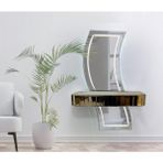 Normadia Modern Aynalı Bronz Dresuar Takımı, Dokunmatik Led, Çekmeceli ve Ayaksız - Altın
