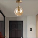 Normadia Modern Camlı Tekli Tavan Avize, Salon, Mutfak ve Yatak Odası Için - Seçenek 1 - Ahşap - Ceviz