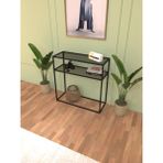 Normadia Modern Çok Raflı Siyah Füme Camlı Metal Dresuar, 80 cm - Ahşap
