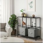 Normadia Modern Monte Siyah Dresuar, Kahve Köşesi, Konsol, 100 Cm, Şeffaf Cam ve Siyah Ahşap