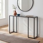 Normadia Modern Siyah Metal Çerçeveli Temper Camlı Dresuar ve Raflı Konsol - Ahşap