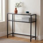 Normadia Modern Siyah Metal ve Temper Camlı Soho Howard Dresuar Konsole - Ahşap