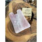 Normadia Pembe Kuvars Gua Sha Taş, Yüz ve Vücut Masaj Aracı, Doğal Güzellik - Ahşap - Bej