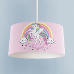 Normadia Renkli Gökuşağı ve Unicorn Desenli Pembe Bebek Çocuk Odası Avizesi - Seçenek 1 - Açık Bej