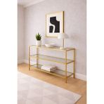 Normadia Şeffaf Camlı Gold Metal Dresuar, Konsol ve Tv Altı Ünitesi 100X60X33 cm - Altın
