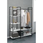 Normadia Şeffaf Metal Aksamlı Nilamu Elbise Dolabı, Organizer ve Askılıklı - Seçenek 1 - 1BW-Beyaz