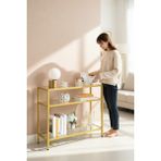 Normadia Şık 3 Katlı Gold Renk Temper Camlı Modern Dresuar Konsol - Altın