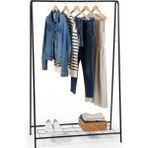 Normadia Şık Metal Askılık, Elbise ve Ayakkabılık, Minimal Siyah Tasarım - Seçenek 1 - Ahşap