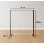Normadia Şık Metal Konfeksiyon Ayaklı Elbise Askılığı Tekerlekli 150X150X45 - Seçenek 1 - Ahşap