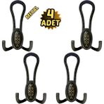 Normadia Şık Siyah Desenli Vestiyer, 4 Askılık, Metal, 12CM x 7cm - Seçenek 1 - Ahşap