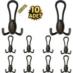 Normadia Siyah Desenli Vestiyer Portmanto, 10 Askılık, Metal, 12CM x 7cm - Seçenek 1 - Ahşap