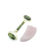 Normadia Tırtıklı Yeşim Masaj Taşı ve Pembe Kuvars Gua Sha Takımı - 1BW-Beyaz