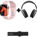 Normadia Watch 8 Series Akıllı Saat ve P9 Bluetooth Kulaklık Ikili Paket - Seçenek 1 - Ahşap - Bej