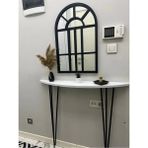 Normadia Yarım Ay Oval Dresuar Beyaz, Siyah Ayak, 80CM Şık ve Modern Tasarım