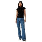 Normal Bel Düz Paça Düğmeli Çiçekli Taşlı Jean Pantolon - Straight Jeans