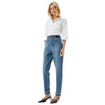 Normal Bel Kısa Paça Düğmeli Denim Pantolon - Mom Fit Jeans
