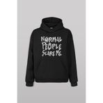 Normal People Scare Me Normal İnsanlar Gothic Ön Baskılı Sweatshirt Unisex Kapüşonlu Hoodie Siyah