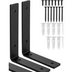 NORMED 4mm Kalınlığında Duvar Rafı Destek Ayakları, Güçlü Raf Tutucu L Demiri,Dekoratif Raf Altı L Ayak, Raf Tutucu Duvar Montaj Askı Aparatı ve Vida Seti (25x12cm, Genişlik 4 cm) Adet, 2)