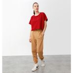 Nors Oversize Crop Kadın T-Shirt Bordo - L