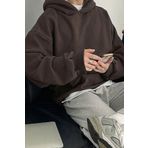 North London Erkek Üç İplik Kapüşonlu Üç İplik Şardonlu Kahverengi Sweatshirt