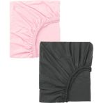 North Online 2 Adet 70 x 120 x 20 cm Lastikli Penye Kumaş Bebek Çarşafı - Pembe - Antrasit - 70 x 120 cm