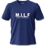 North Whiskers M.ı.l.f (Man I Like Fishin') Esprili Balıkçı Baskılı %100 Pamuklu Unisex Lacivert Tişört