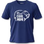 North Whiskers Reel Cool Papa Esprili Balıkçı Baskılı %100 Pamuk - Balık Tutkunu Babalara Özel Lacivert Tişört - Beyaz - 2XL