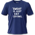 North Whiskers Sweat Is Just Fat Crying Yazılı Baskılı Spor Lacivert Unisex %100 Pamuk T-Shirt - XL