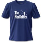 North Whiskers The Rodfather Esprili Balıkçı Baskılı %100 Pamuklu Unisex Lacivert Tişört - Beyaz - 2XL
