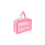 NorthAK Şeffaf Seyahat Makyaj Çantası - Kozmetik ve Makyaj Çantası Büyük Boy Washbag Pembe