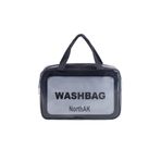 NorthAK Şeffaf Seyahat Makyaj Çantası - Kozmetik ve Makyaj Çantası Büyük Boy Washbag Siyah