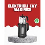 Northcity 2'si 1 Arada Çay Makinesi ve Su Isıtıcı - 1,7L Su Tankı, 0,9L Cam Demlik, Otomatik Kapanma