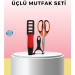 Northcity 3'lü Mutfak Makas Seti – Keskin Et Sebze ve Şişe Açma Makası - Renkli