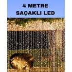 Northcity 4 Metre Icicle Şelale LED Perde Işık - Sarı Aydınlatma ve Yılbaşı Dekorasyonu Için - 4 - 10 W