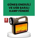 Northcity Cob Teknolojili Alev Efektli Güneş Lambası - Dış Mekan Aydınlatma ve Acil Durum Işığı - Siyah