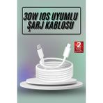 Northcity Ios Uyumlu 30W Hızlı Şarj Lightning Kablosu - iPhone 8, X, Xs, Xr, 11, 12, 13, 14, Pro Max, Mini, Plus - 30W Beyaz