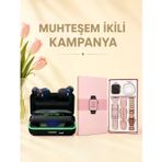 Northcity Kadınlara Özel Akıllı Saat ve Bluetooth Kulaklık Hediye Seti - Kordonlu, Sağlık Takibi ve 117 Spor Modu