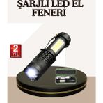 Northcity Mini Şarjlı LED El Feneri - 2000 Lümen, Su Geçirmez, Taşınabilir Klipsli - Siyah