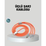 Northcity Yüksek Hızlı Üçlü Şarj Kablosu – Uzun Ömürlü, Güvenli ve Hızlı Akım